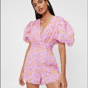 Floral Puff Sleeve JuMpsuit US 6